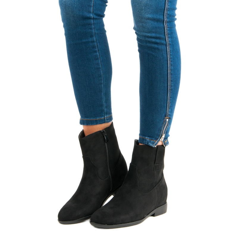 Lucky Shoes Zamszowe botki na suwak czarne 1