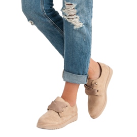 Zamszowe Wiązane Trampki brązowe 2