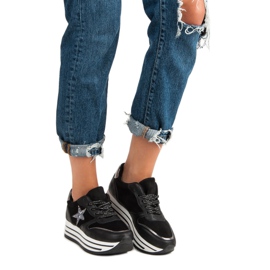Modne Sneakersy Na Platformie czarne 2