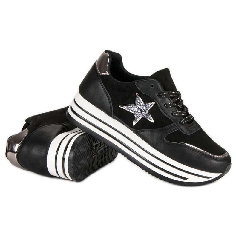 Modne Sneakersy Na Platformie czarne 1