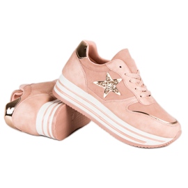 Modne sneakersy na platformie różowe 1