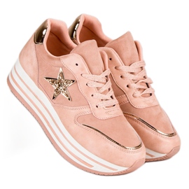 Modne sneakersy na platformie różowe 4