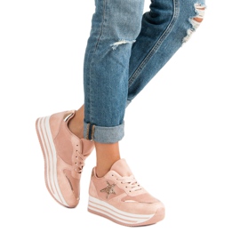 Modne sneakersy na platformie różowe 3
