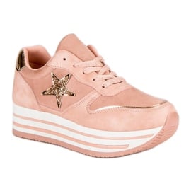 Modne sneakersy na platformie różowe 5