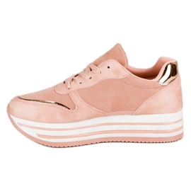 Modne sneakersy na platformie różowe 6