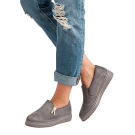 Zamszowe trampki szare 2