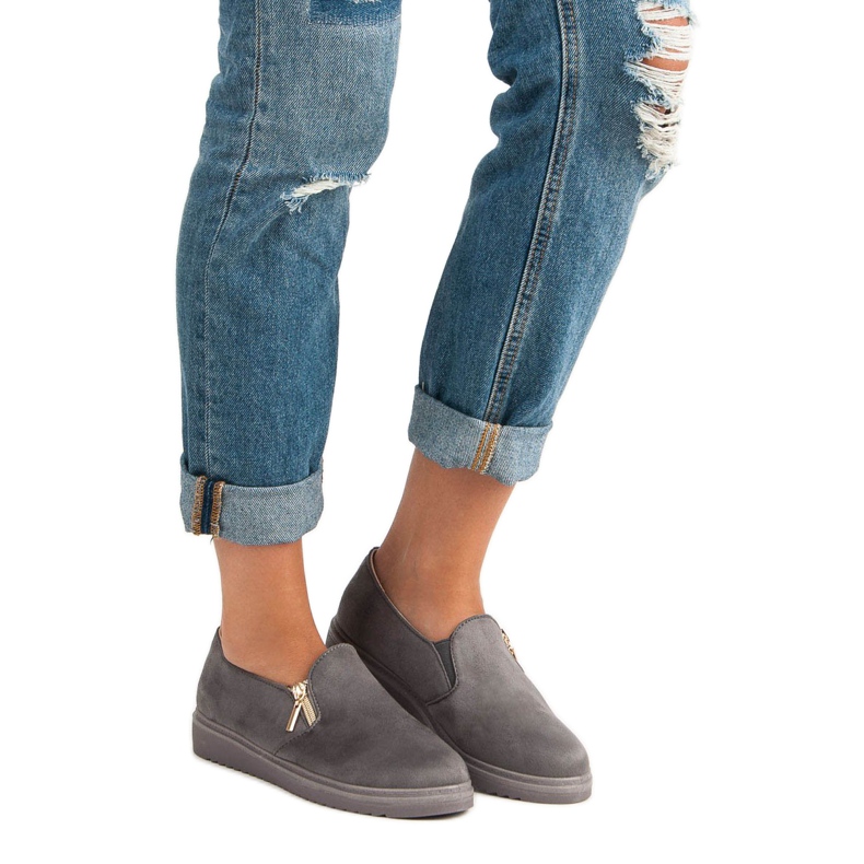 Zamszowe trampki szare 1