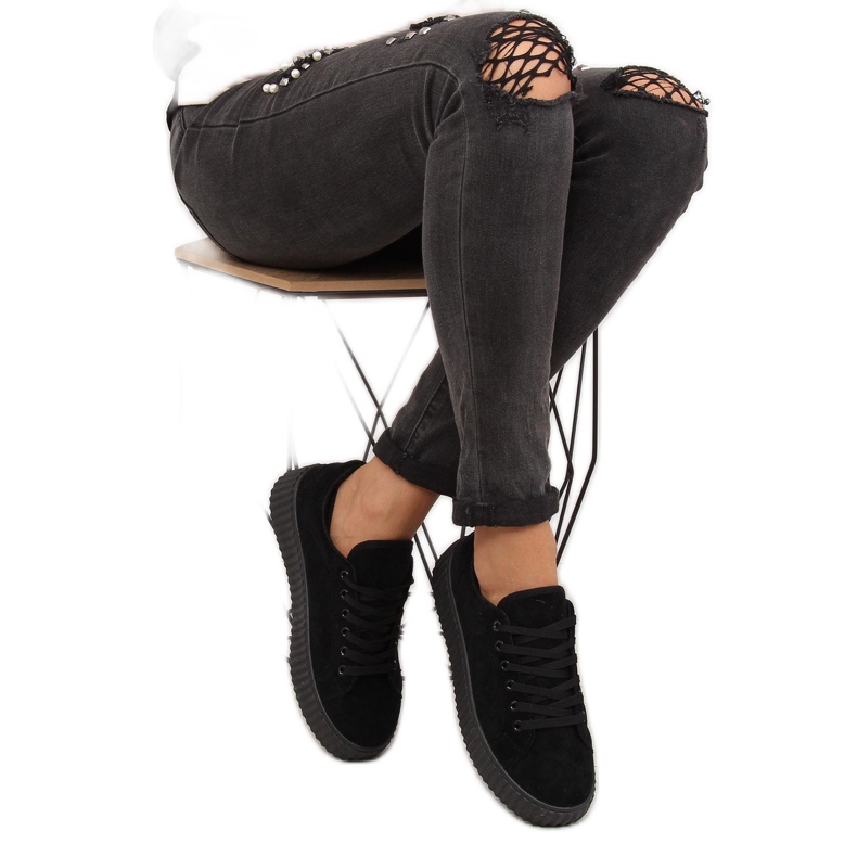 Trampki na wysokiej podeszwie czarne AX03 Black 2