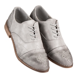 Super Me Modne wiązane półbuty szare 1