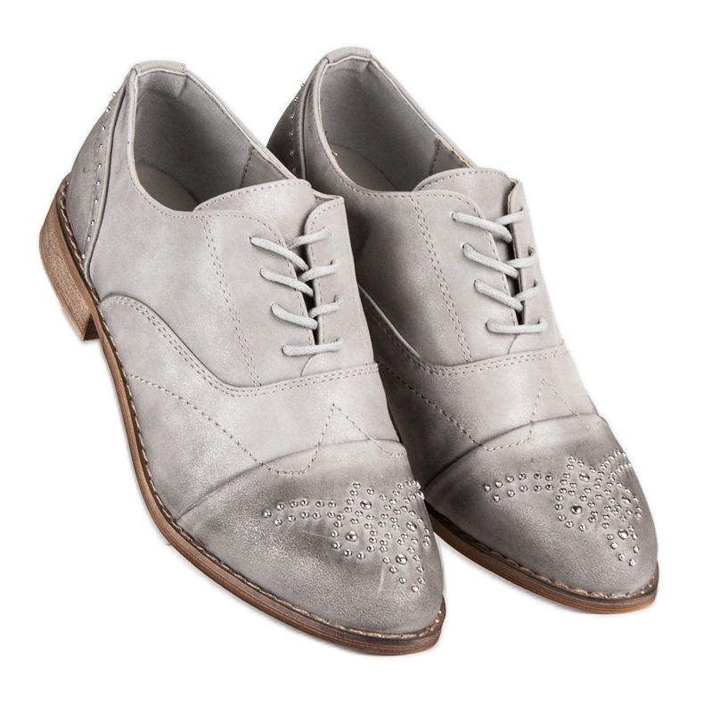 Super Me Modne wiązane półbuty szare 1