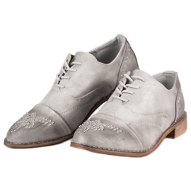 Super Me Modne wiązane półbuty szare 2