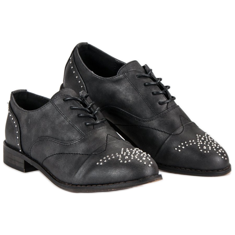 Super Me Modne Wiązane Półbuty czarne 2