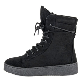 Wiązane obuwie na zimę czarne 1