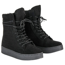 Wiązane obuwie na zimę czarne 3