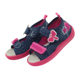 American Club American buty dziecięce sandałki motylki wkładka skórzana różowe granatowe 4