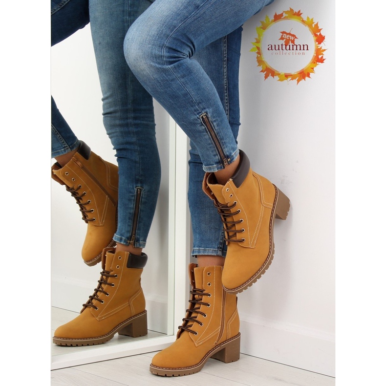 Timberki na obcasie camel 7-9028 brązowe 1