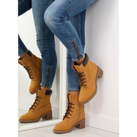 Timberki na obcasie camel 7-9028 brązowe 2