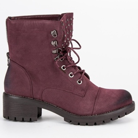 Stylowe Bordowe Workery VINCEZA czerwone 1