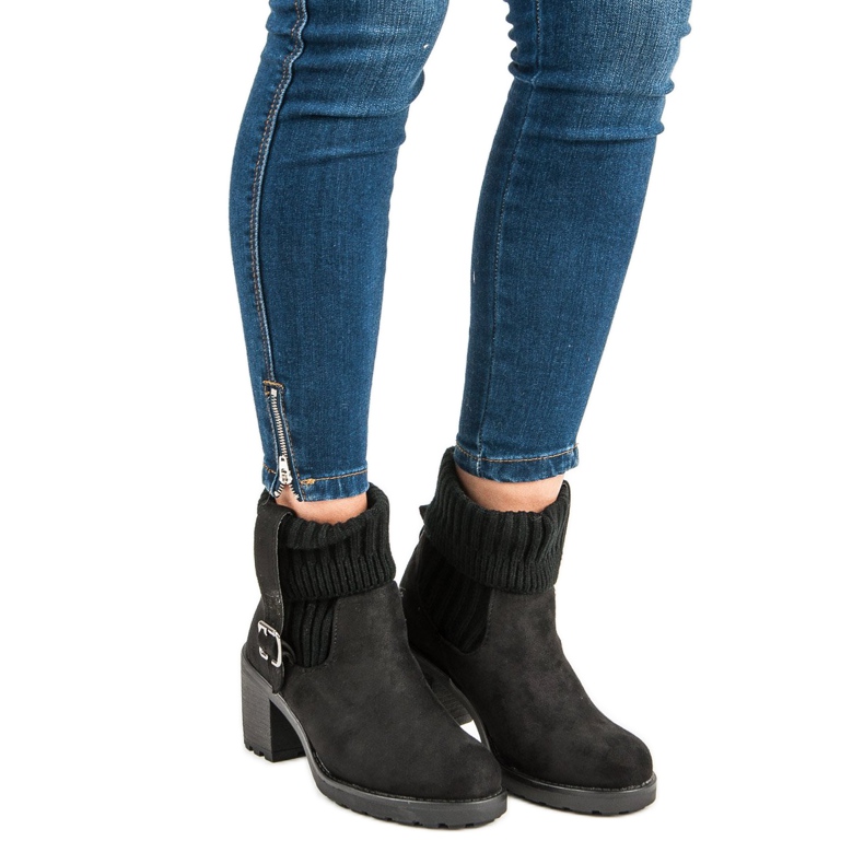 Seastar Zamszowe Botki Na Obcasie czarne 1