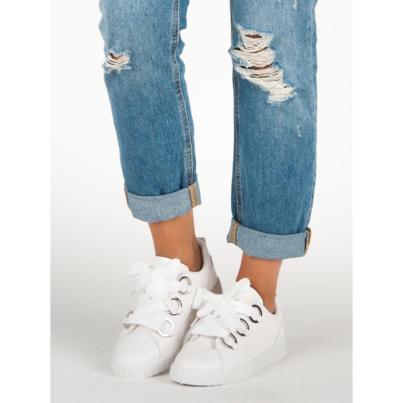 Super Me Białe sznurowane trampki 1