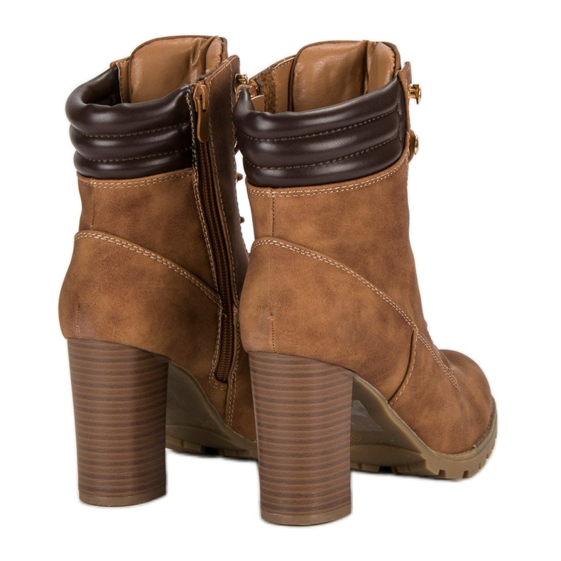 Kayla Wiązane botki na obcasie brązowe 1