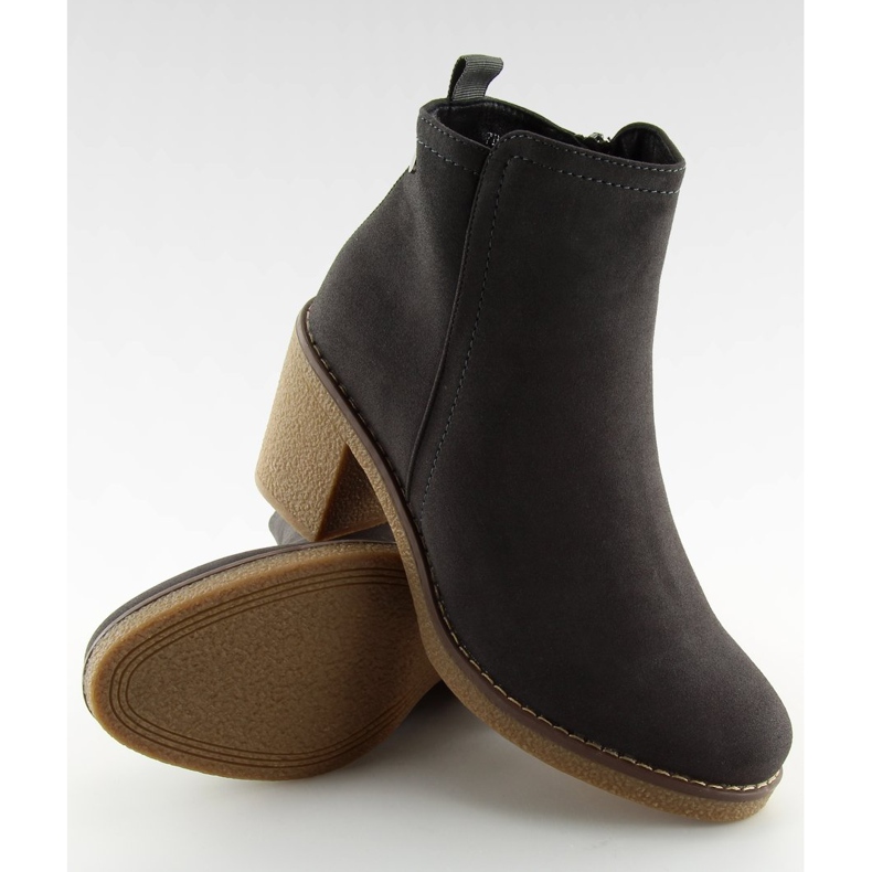 Botki na obcasie szare 7B670 Grey 1