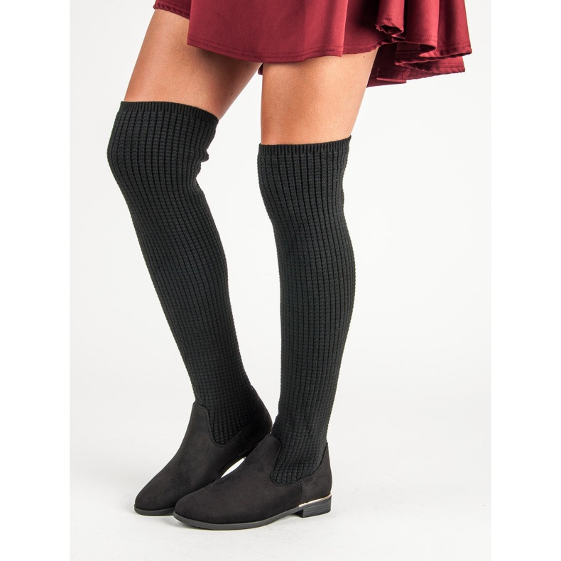 Super Me Dopasowane kozaki damskie czarne 2