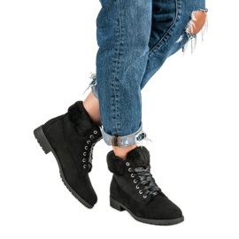 Seastar Zamszowe Wiązane Botki czarne 1