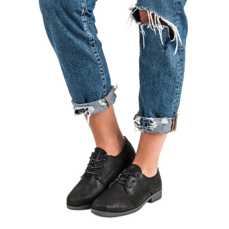 Wygodne Wiązane Półbuty czarne 1