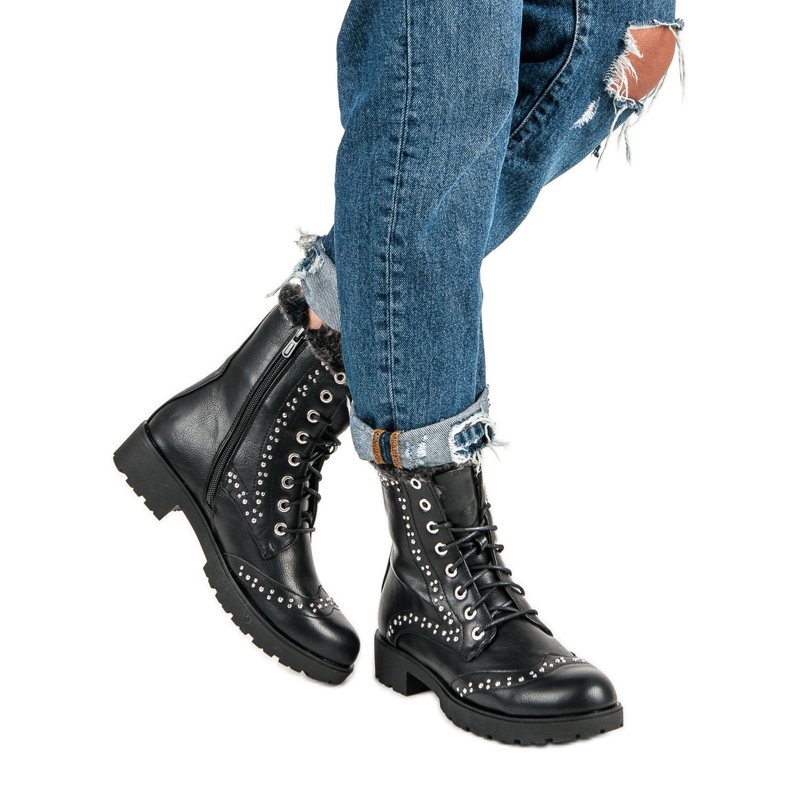 Rockowe workery z ociepleniem czarne 1