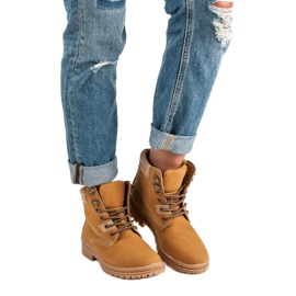 Camelowe wiązane traperki brązowe 1