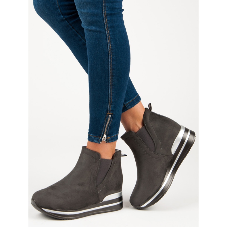 Bestelle Botki sztyblety na platformie szare 2