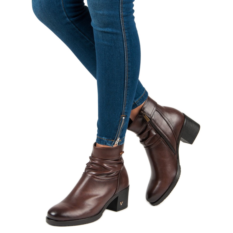 Brązowe Botki Damskie VINCEZA 2