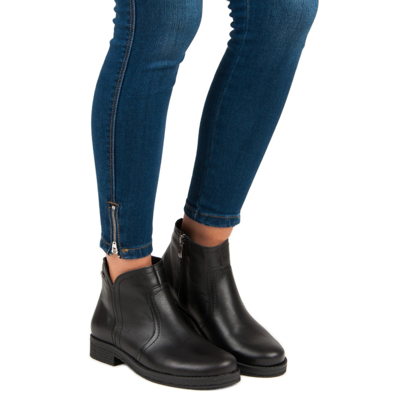 Niskie Botki Na Suwak VINCEZA czarne 1