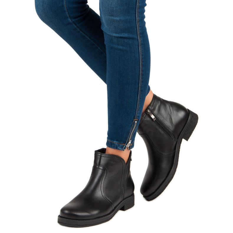 Niskie Botki Na Suwak VINCEZA czarne 2