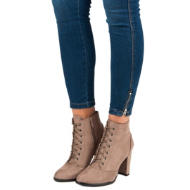 Juliet Wiązane botki na słupku brązowe 1