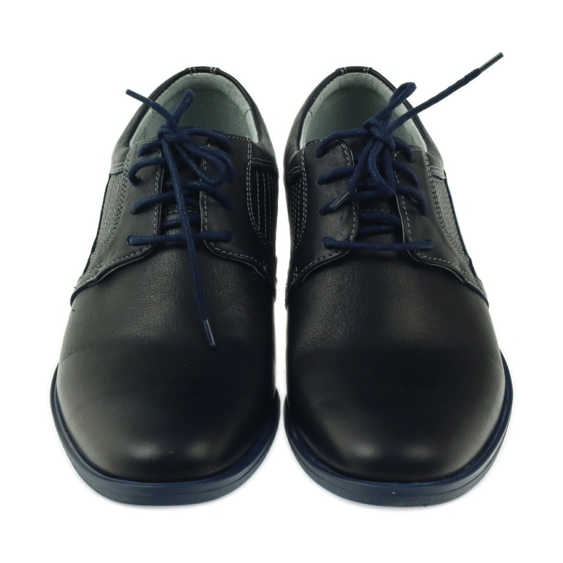 Riko Męskie półbuty skórzane granatowe 819 niebieskie 3