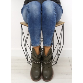 Botki damskie zielone 815-PA DK.GREEN 1