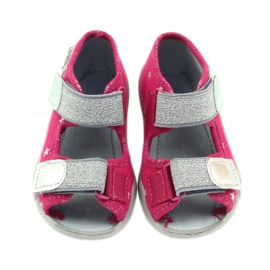 Befado buty dziecięce sandałki kapcie 242p085 szare różowe 4