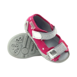 Befado buty dziecięce sandałki kapcie 242p085 szare różowe 3