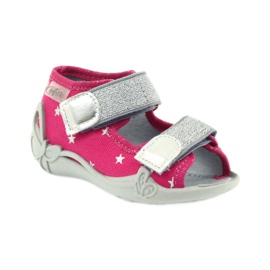 Befado buty dziecięce sandałki kapcie 242p085 szare różowe 1