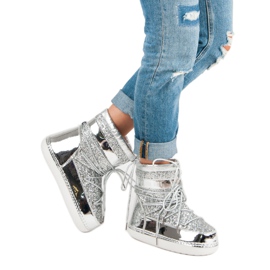 Modne srebrne śniegowce szare 2