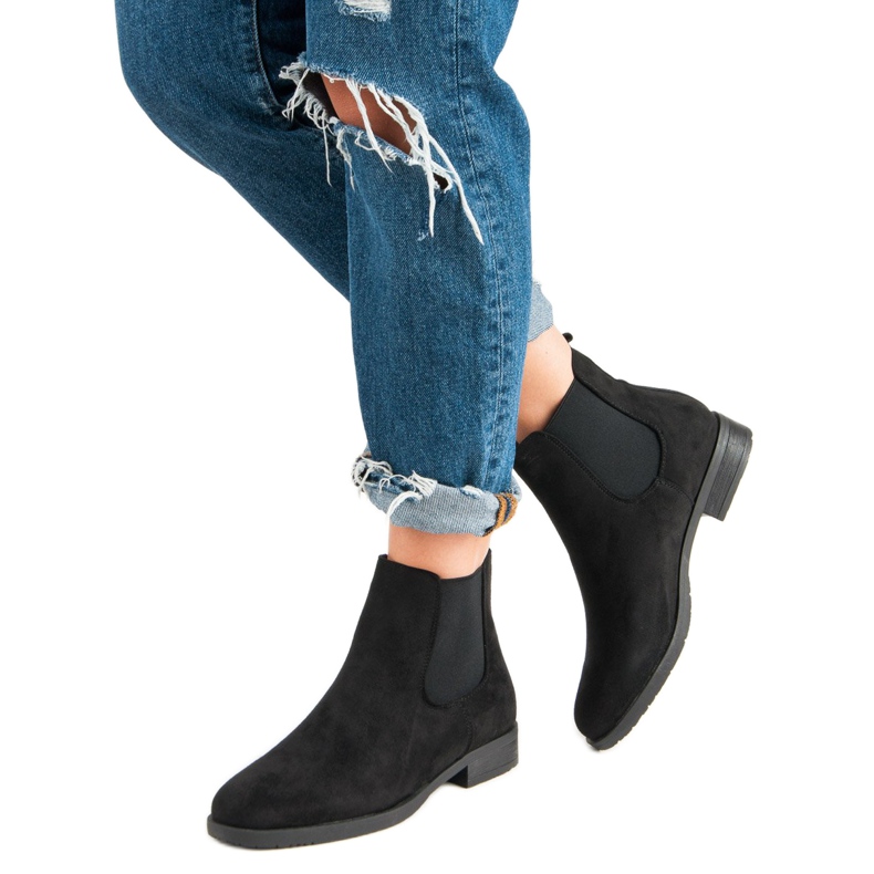 Seastar Zamszowe botki sztyblety czarne 2