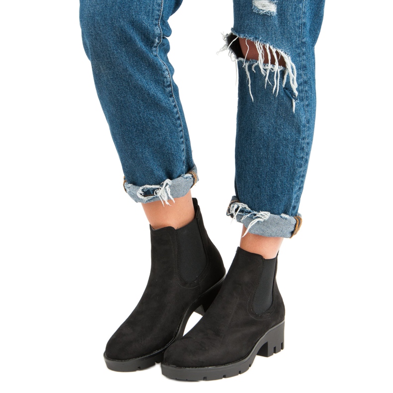 Seastar Zamszowe botki sztyblety czarne 1