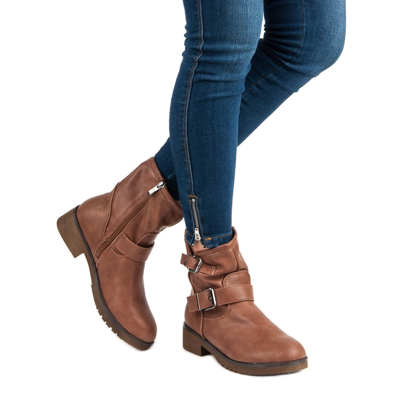 Encor Brązowe botki bikery 1