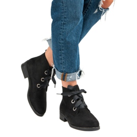 Seastar Wiązane Zamszowe Botki czarne 2