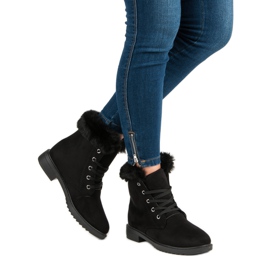 Ciepłe wiązane botki czarne 1