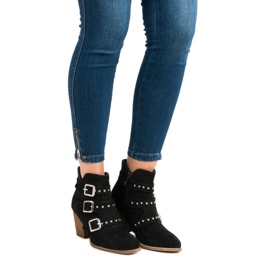 Casualowe botki na obcasie czarne 1