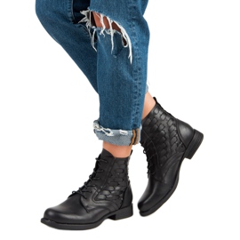 Forever Folie Casualowe wiązane botki czarne 2