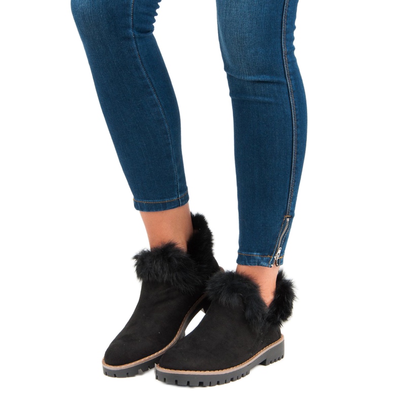 Forever Folie Wsuwane zamszowe botki czarne 1